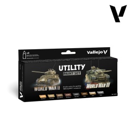 Vallejo 70201 Zestaw 6 farb + 2 washe - Utility Paint Set WWII & WWIII